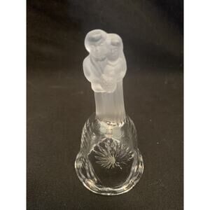 VINTAGE 4” La Vie SATIN & CRYSTAL CLEAR GLASS MINI WEDDING BELL